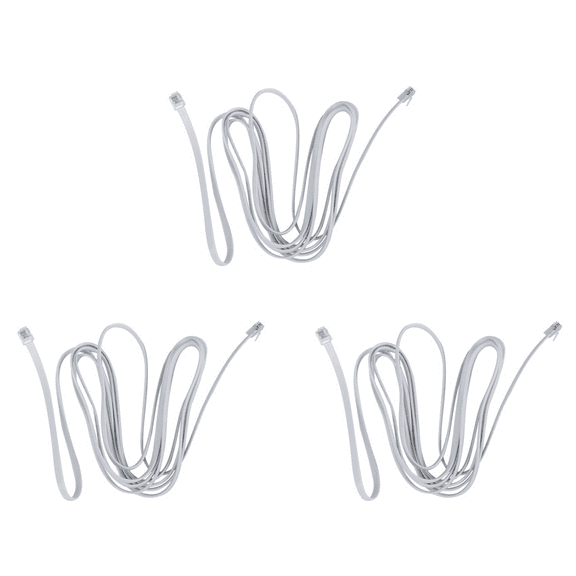 3X 6P6C RJ11 Telephone Extension Fax Modem Cable Line 9.8Ft Length White