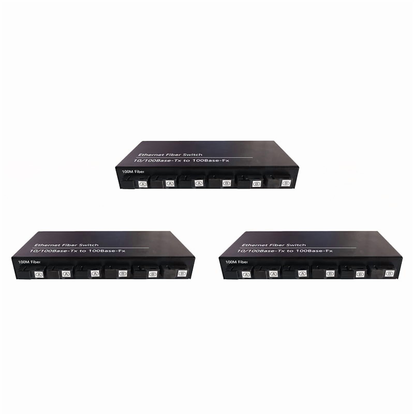 3X 6Port 10/100M Ethernet Switch 6 Fiber Port 25KM 2UTP RJ45 Fiber Optical Transceiver Optical Media Converter US Plug,3 x Ethernet Fiber Switch 3 supply,Black