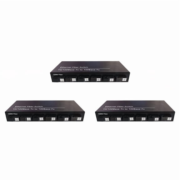 3X 6Port 10/100M Ethernet Switch 6 Fiber Port 25KM 2UTP RJ45 Fiber Optical Transceiver Optical Media Converter US Plug