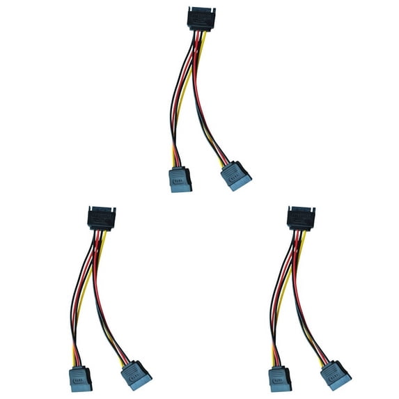 3X 6in Splitter Cable Adapter - M/F (Power Cable),3 cable,black