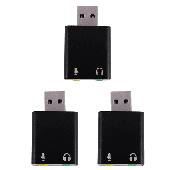 3X 7.1-Channel Aluminum Alloy USB Sound Card Computer External Sound Card USB7.1 Sound Card Analog Sound Card