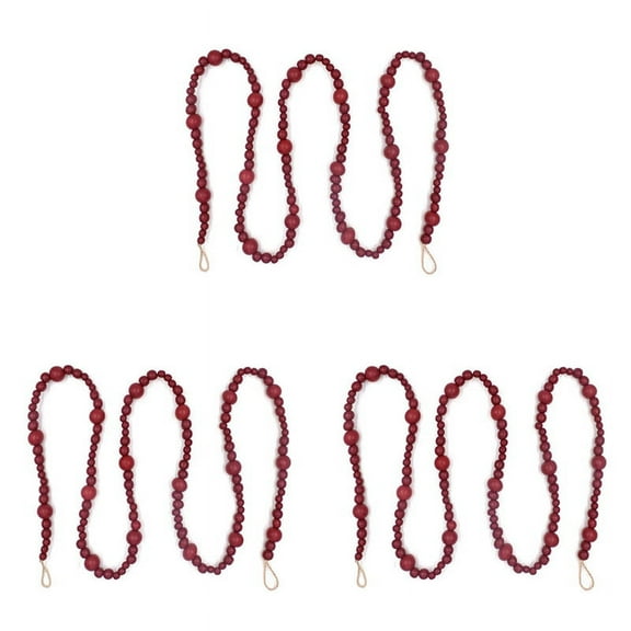 3X 7Ft Wood Bead Garland Farmhouse Home Decor Country Boho Decorations Mantel Wall Hanging Prayer Beads