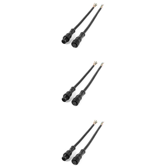 3X 8 Pin M/F Plug Waterproof Connector Cable Black