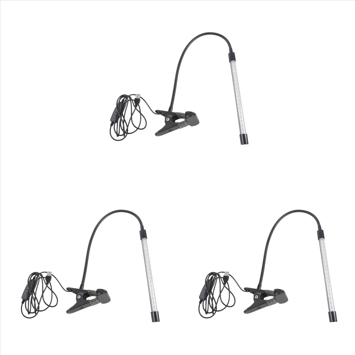 3X 8W LED Clip on Lamp, Desk Light with 3 Modes 2M Cable Dimmer 10 Levels Clamp Table Lights,3pcs*USB clip light,Black