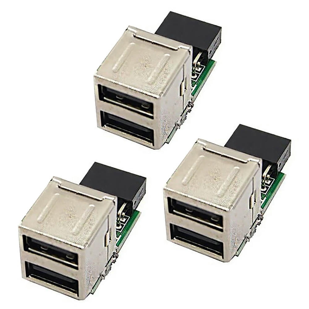 3X 9-Pin Motherboard To 2 Ports USB 2.0 A Female Internal Header ...