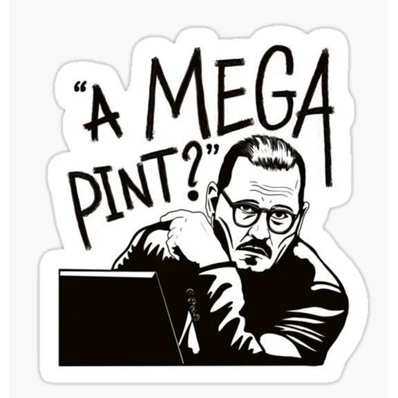 3X A Mega Pint? Johnny Depp Portrait Stickers, Heard, Glass, Wine