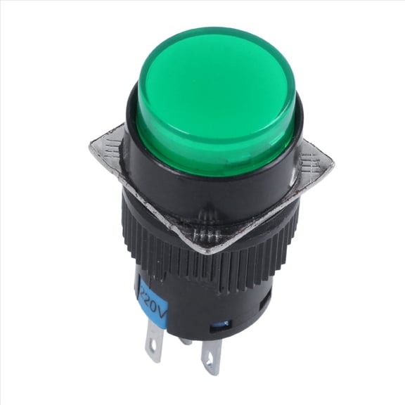 3X AC 250V 5A SPDT 1NO 1NC 5 Pins Latching Green Push Button Switch W 220V LED Lamp