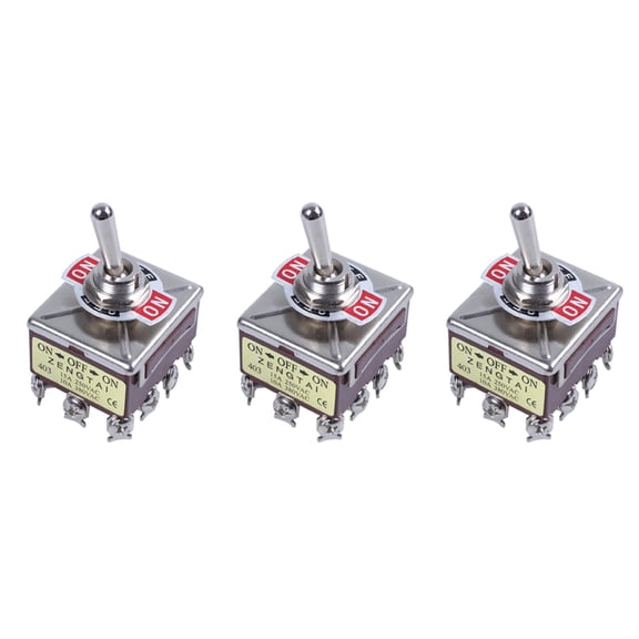 3X AC 380V 10A ON/OFF/ON 3 Positions 12 Pin Latching Toggle Switch 4PDT,3 x Toggle Switch,Brick Red
