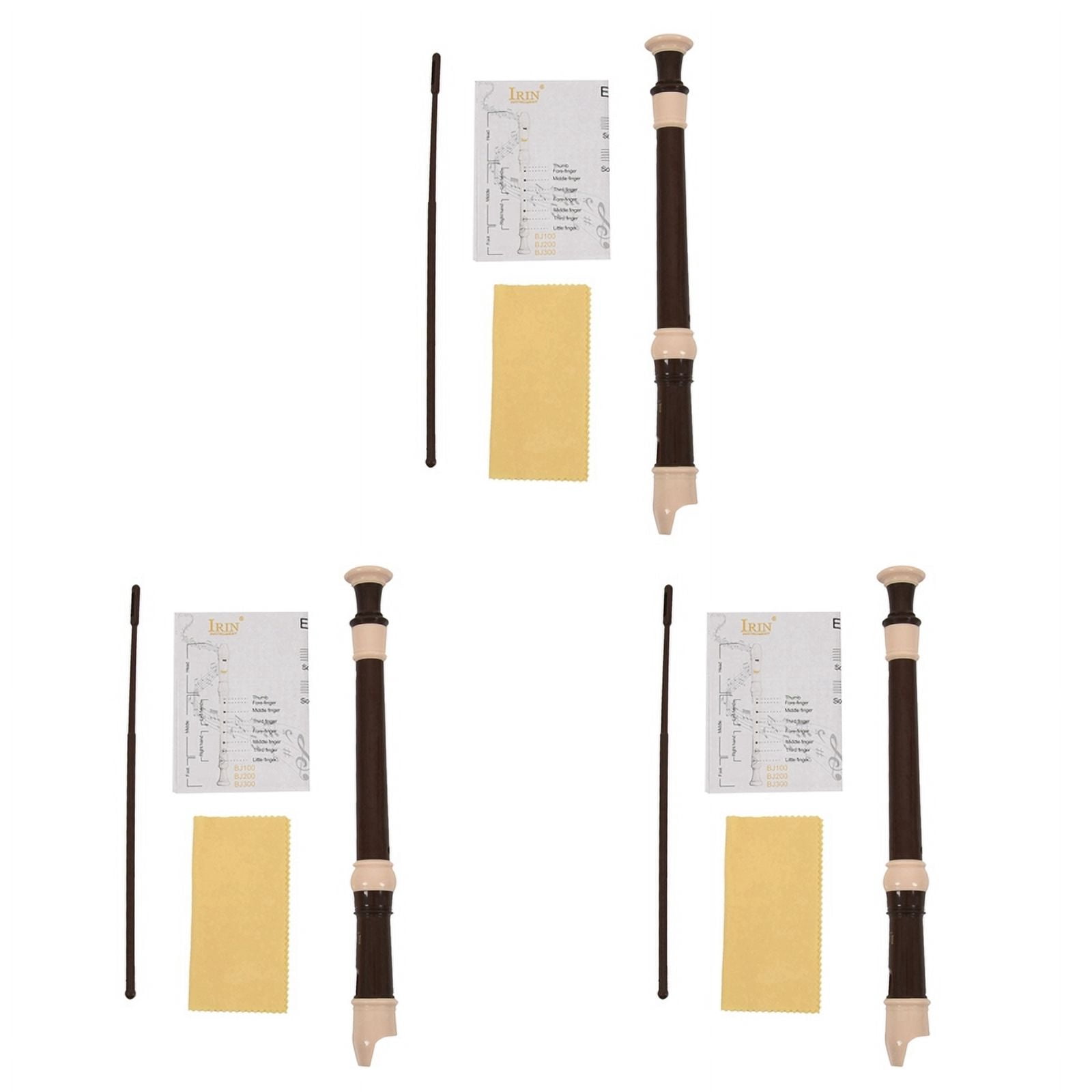3X Abs Recorder Soprano Clarinet Long Flute Baroque Recorder Fingering Musical Instrument (Coffee)