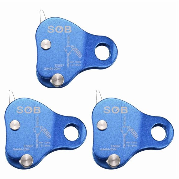 3X Aluminum Climbing Rope Blocker for Outdoor Climbing,3 x Grab Climbing Rope,blue