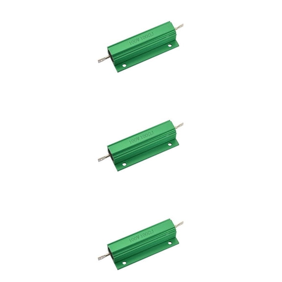 3X Aluminum Shell 100W Watt 100 Ohm Wirewound Power Resistor,3 x Aluminum Housed Resistor,green