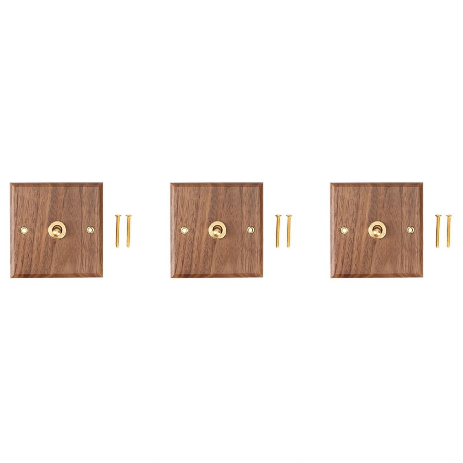 3X American Industrial Style Light Switch Socket, Solid Wood Brass Toggle Switch Plate, Antique