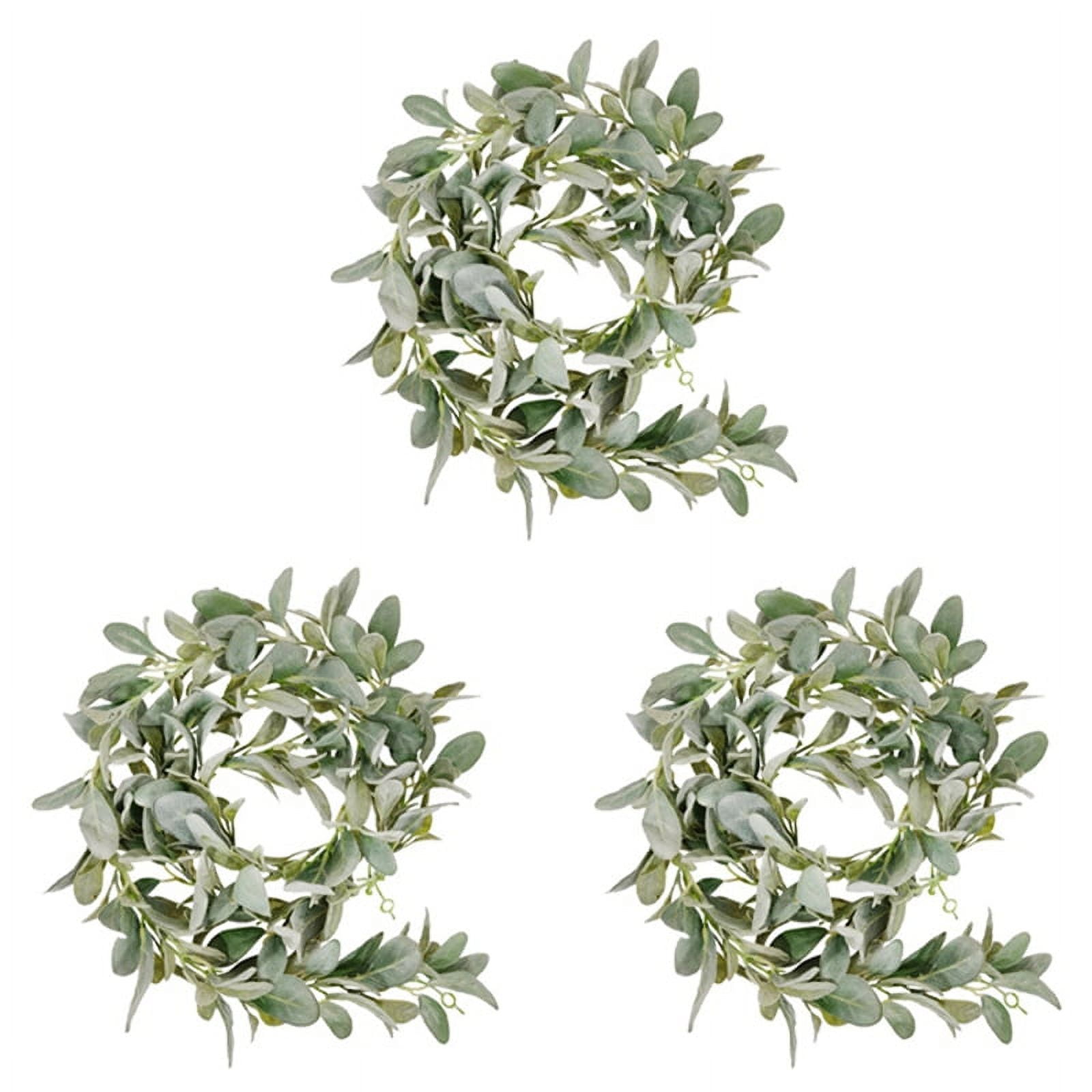 3X Artificial Flocked Lambs Ear Garland 2Meter Soft Faux Vine