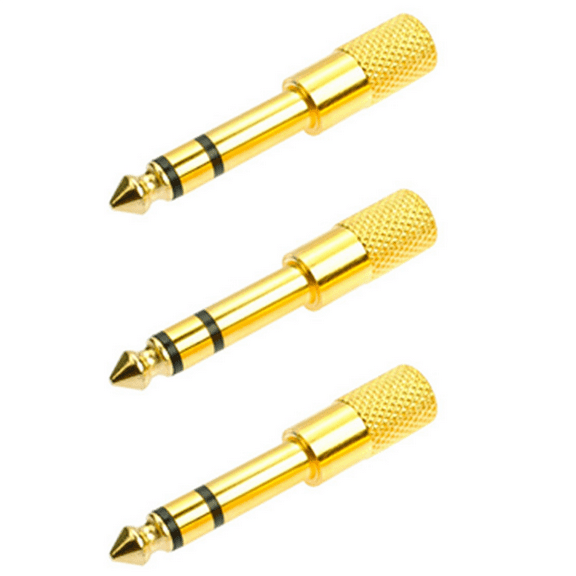 3X Audio Jack Converter Adapter Stereo Jack for 6.5mm Male to 3.5mm Female Electric Guitars Headset Miniphone (Golden)