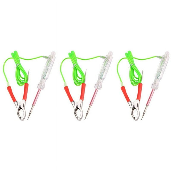 3X Automotive LED Circuit Tester 6-24V Test Light with Dual Probes 47 Inch Antifreeze Wire Alligator Clip for Testing