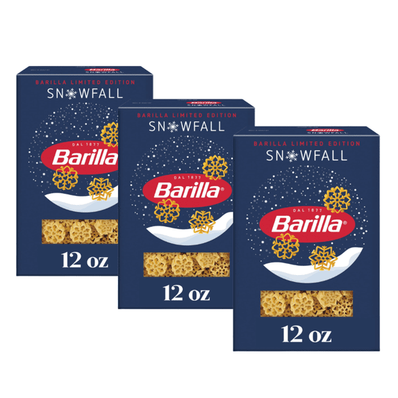 3X BARILLA Limited Edition Snowfall Pasta, 12 oz. Box