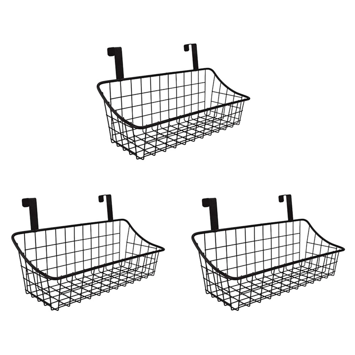 3X Basket with Hook Grid Storage Basket, Hang It Behind A Door or on A