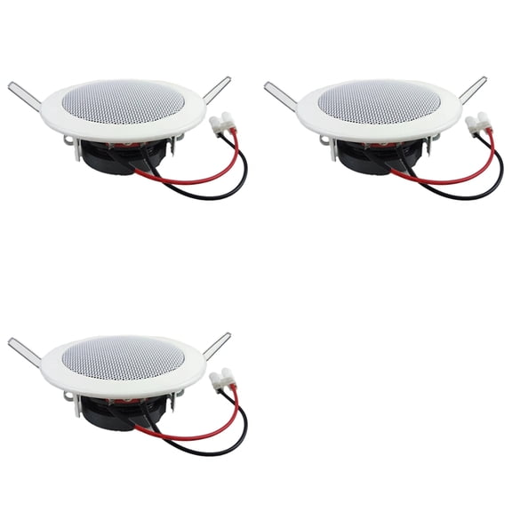 3X Bathroom 3Inch 8Ohm 6W Passive Ceiling Speaker Metal in-Ceiling Speaker Sound Quality Background Music System