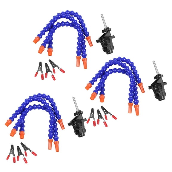 3X Bench Vise Table Clamp Soldering Station with 9Pc Flexible Arms Soldeirng Iron Holder PCB Welding Repair Tool,3 x Rubber Chuck 9 x Alligator Clips 9 x Universal Joint Pipe,blue