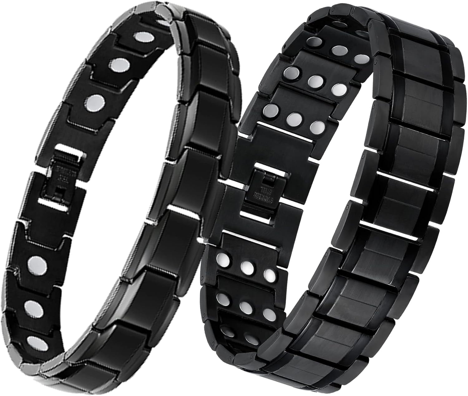 3X Black Magnetic Bracelets for Men, Set of 2