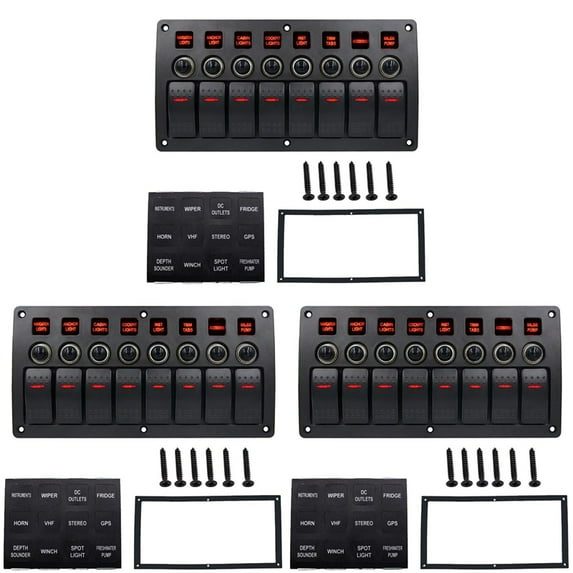 3X Boat Car Marine Rocker Switch Panel 8 Gang 3PIN & Circuit Breaker ...