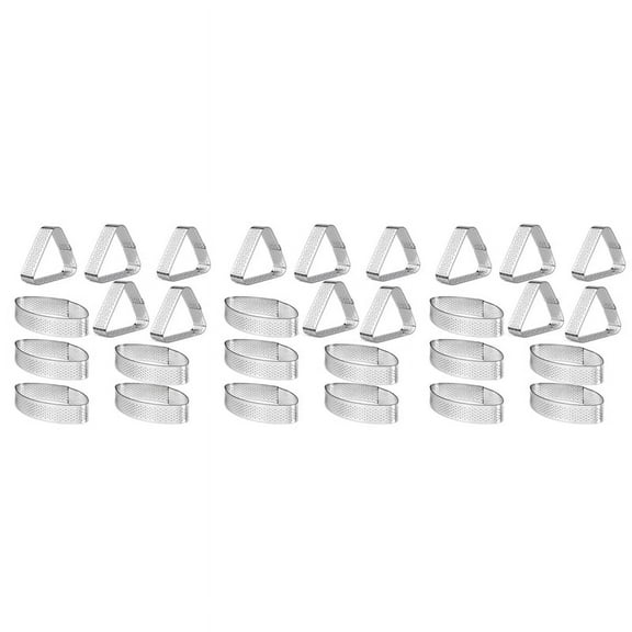 3X Boat Shape & Triple-Cornered Stainless Steel Tart Ring Tower Cake Mould Perforated Mousse