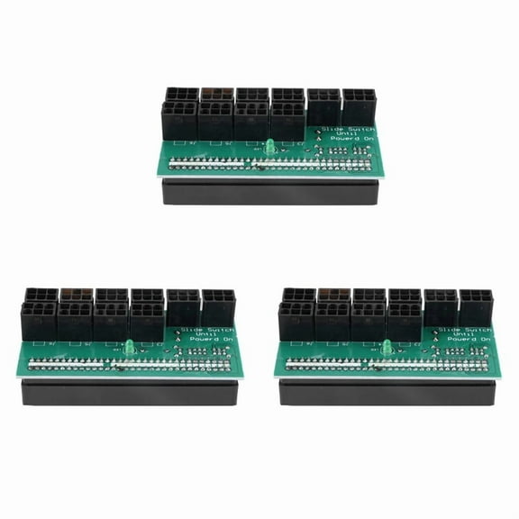 3X Breakout Board 1600W for ETH ZEC Mining Server Power Supply Adapter GPU PSU 10x6Pin Hub for BTC Mining,3 ,Green