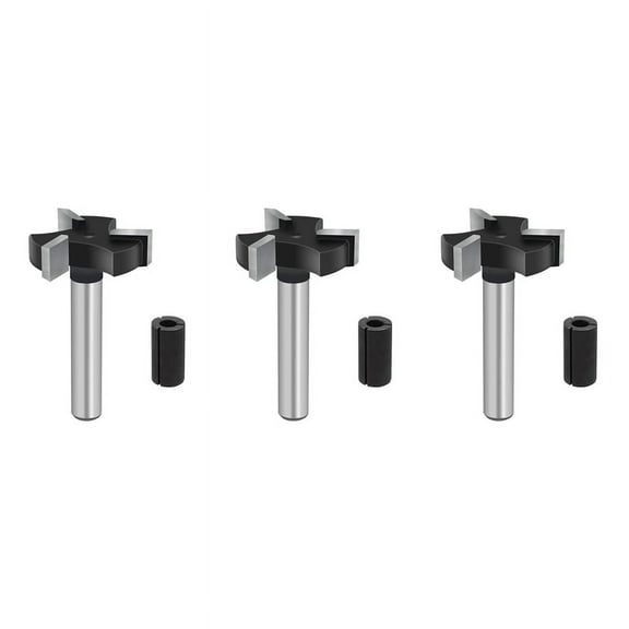 3X CNC Spoilboard Surfacing Router Bits, 1/4 Inch Shank 1 Inch Cutting Diameter, Slab Flattening Router Bit Planing Bit,3 x milling cutter 3 x chuck,black