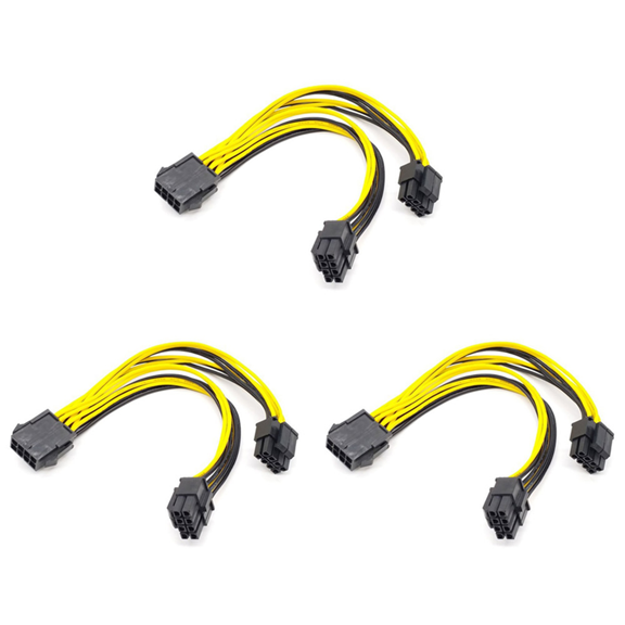 3X CPU 8 Pin Female to Dual PCIe 2X 8 Pin (4&4) Male Power Adapter Splitter Cable for Motherboard Power Adapter