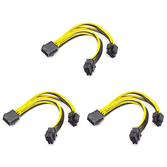 3X CPU 8 Pin Female to Dual PCIe 2X 8 Pin (4&4) Male Power Adapter Splitter Cable for Motherboard Power Adapter