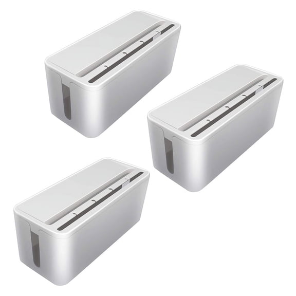 3X Cable Management Box, ABS Cable Organizer Cord Hider Box, Computer Power Lines, Route Cables, und Desk Power Strip,3 x Patch panel storage box,white