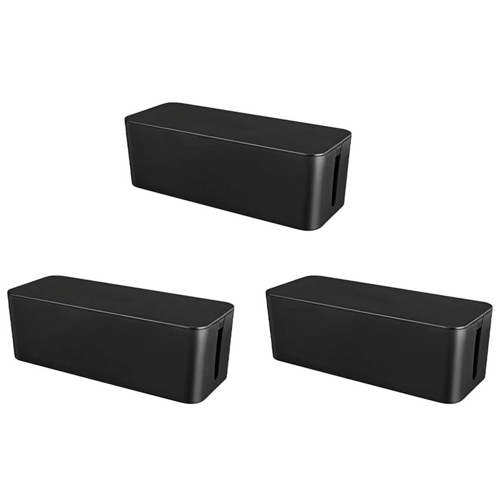 3X Cable Management Box, Wire Storage Box, Used to Hide the Power Strip, Suitable for Home/Office (Black)