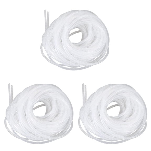 3X Cable Wire Organizer Manager Spiral Wrap Band 6mm Dia 15M Length White,3 x Wire Spiral Wrap,White