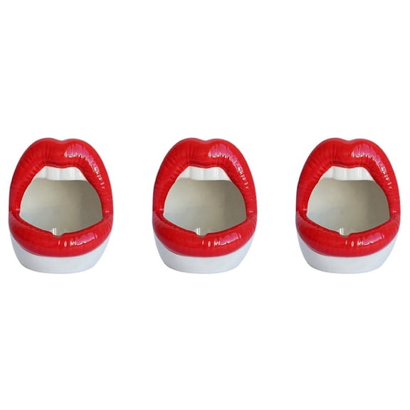 3X Cactus Pot,Ceramic Small Flower Plants Containers Sexy Big Lips Planter for Home Office, Red,3 x Plant ,Red