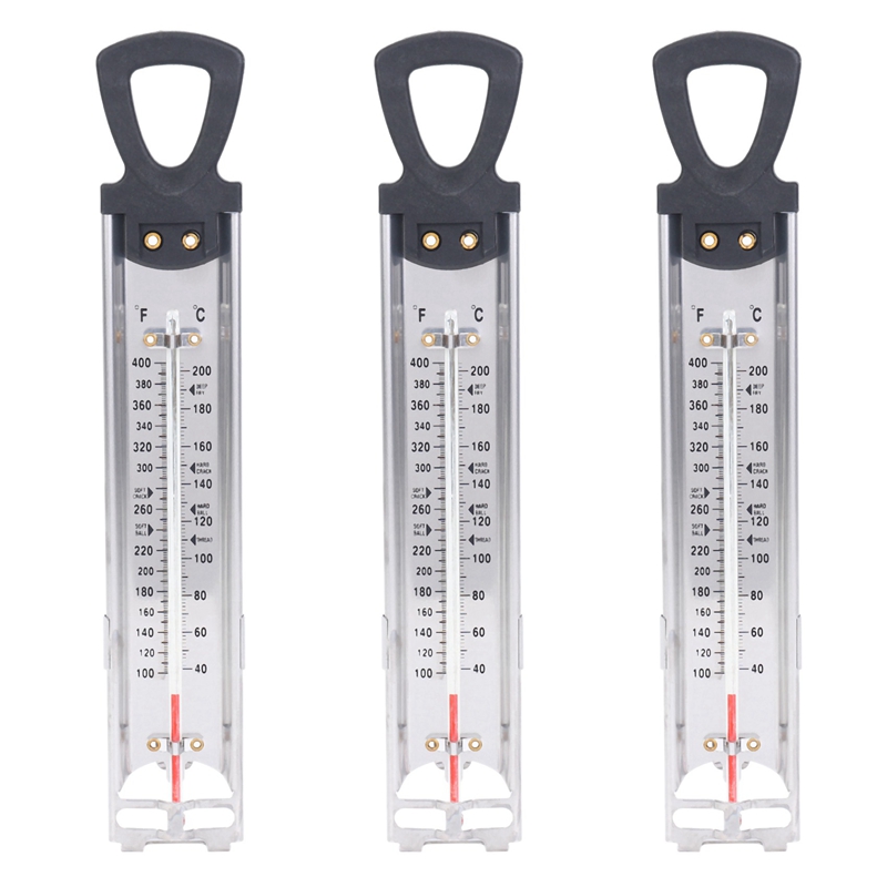 3X Candy/Jelly/Deep Fry Thermometer, Stainless Steel, with Pot Clip
