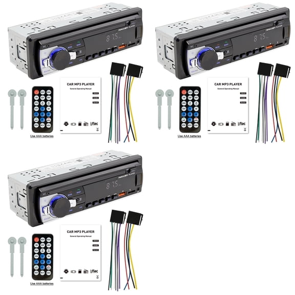 3X Car Radio 1 DIN Stereo Player Digital Bluetooth Car MP3 Player FM Radio Stereo Audio Music with in Dash AUX Input