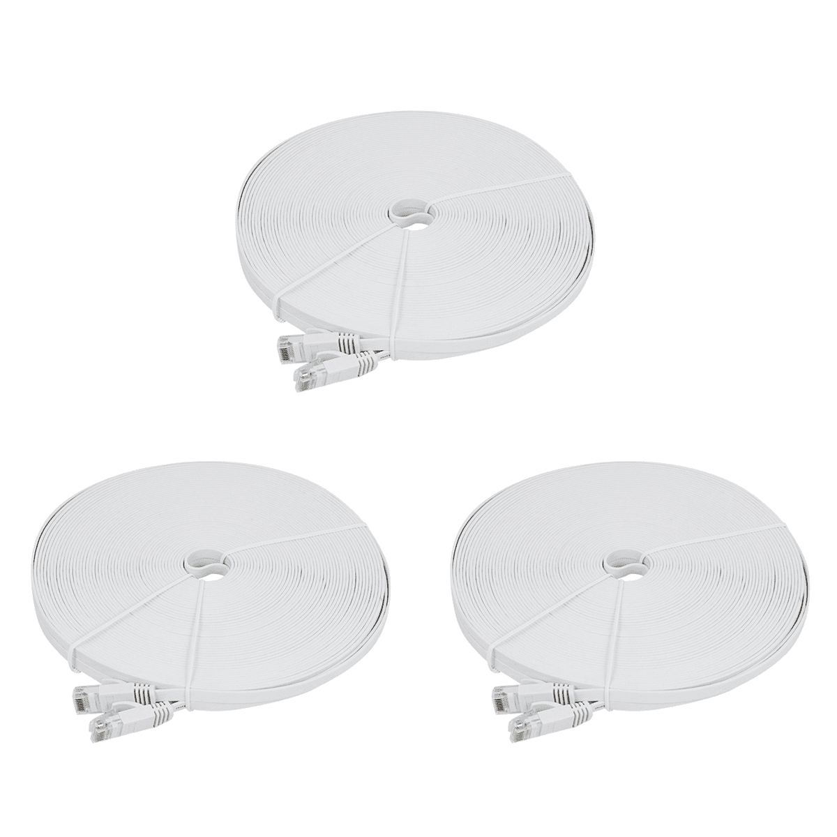 3X Cat 6 Ethernet Cable 100 Ft (30 Meters) Flat Slim Long Internet Network LAN Patch Cords,Cat6 High Speed Computer Wire,3 x ethernet cable,White