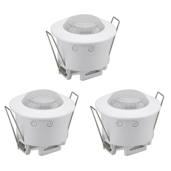 3X Ceiling Recessed PIR Motion Sensor Infrared Adjustable Detector for Corridor Warehouse Stairs Porch Lamp Switch,3 x PIR Motion Sensor,White
