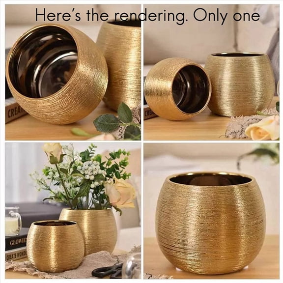3X Ceramic Plant Pot Planter Gold-Plated Flower Pot Flowerpot Flower Vase Plant Pot