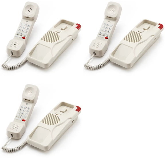 3X Corded Phone Trimline with SOS Emergency Button,Adjustable Ringer Volume,Wall Mountable American Telephone White