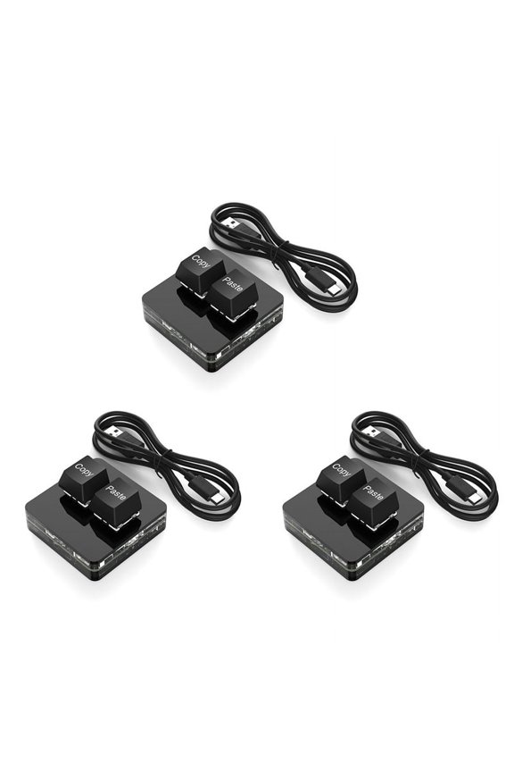 3X Custom Mini Keyboard 2 Key RGB Macro OSU Keypad Programmable Mechanical Keyboard for Gaming Working, Black Type B