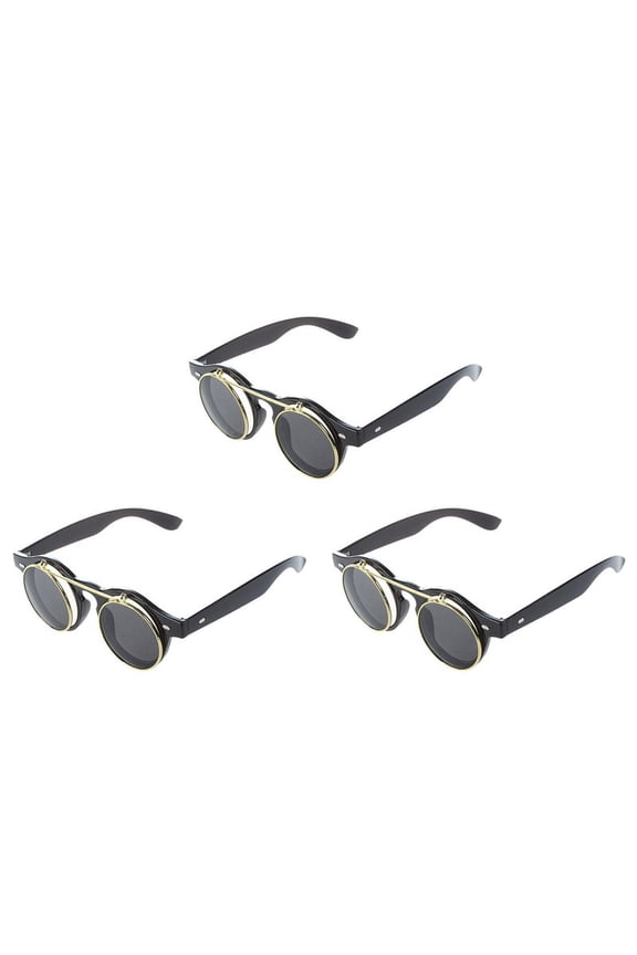 3X Cute Unisex Goth Goggles Glasses Retro Flip Up Round Sunglasses