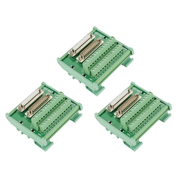 3X DB25 DIN Rail Mount Interface Module Male/Female Connector Breakout Board,3 x Terminal Board 3 x Bracket,Green