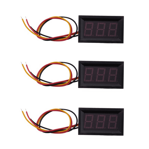 3X DC 0-99.9V 3 Wire LED Digital Display Panel Volt Meter Voltage Voltmeter Car Motor - GREEN