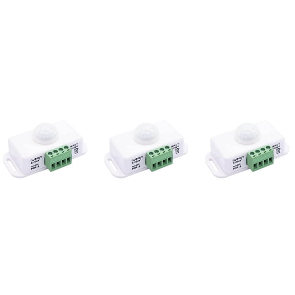 3X DC 12V 24V PIR Motion Sensor Function Controller LED Switch Body Infrared Switch Motion White for LED Strips