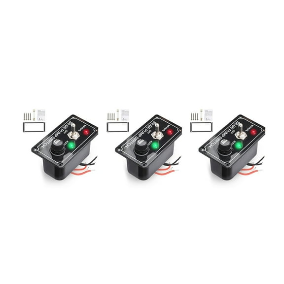 3X DC 12V Fused Marine Bilge Pump Switch Panel with LED Indicator Light Manual//Auto 3-Way Toggle Switch
