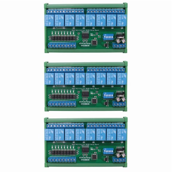 3X DC 24V 8 Ch RS485 Relay Board Modbus RTU UART Remote Control Switch DIN35 Rail Box for PLC Automation Control