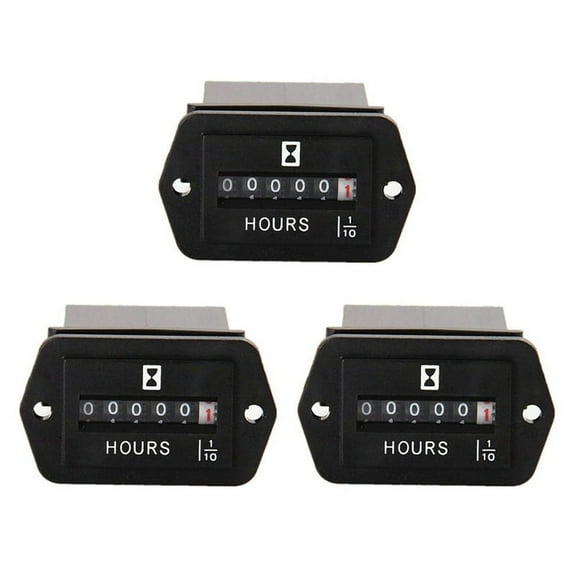 3X DC10V-80V Mechanical Hour Meter - Hourmeter for Engine Generator Boat Automobiles Motorcross Motor Truck Tractor