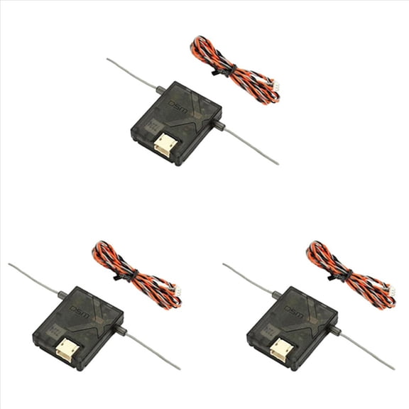 3X DSMX Receiver Satellite for AR6210 AR8000 AR9020 AR12120 Receiver,3 x Receiver(include the satellite and bind plug),Black