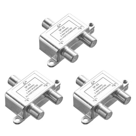 3X Digital 2 Way Coaxial Cable Splitter 5-2400MHz, RG6 Compatible, Work with Analog/Digital TV Connections and Internet